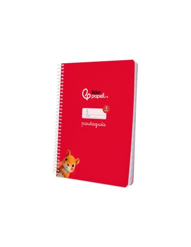 Cuaderno espiral liderpapel di n a5 pautaguia tapa blanda 40h 75 gr cuadro pautado 5mm color rojo