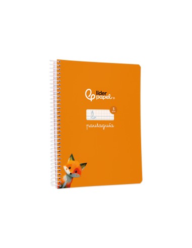 Cuaderno espiral liderpapel di n a5 pautaguia tapa blanda 40h 75 gr cuadro pautado 5mm color naranja
