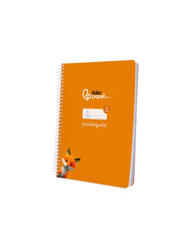 Cuaderno espiral liderpapel di n a5 pautaguia tapa blanda 40h 75 gr cuadro pautado 5mm color naranja