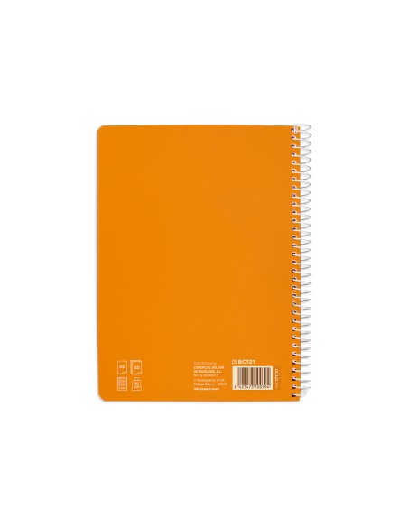Cuaderno espiral liderpapel di n a5 pautaguia tapa blanda 40h 75 gr cuadro pautado 5mm color naranja