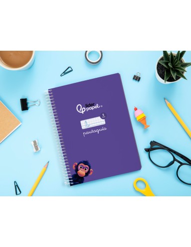 Cuaderno espiral liderpapel di n a5 pautaguia tapa blanda 40h 75 gr cuadro pautado 5mm color lila