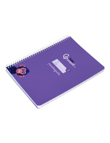 Cuaderno espiral liderpapel di n a5 pautaguia tapa blanda 40h 75 gr cuadro pautado 5mm color lila