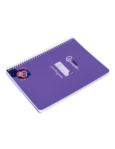 Cuaderno espiral liderpapel di n a5 pautaguia tapa blanda 40h 75 gr cuadro pautado 5mm color lila