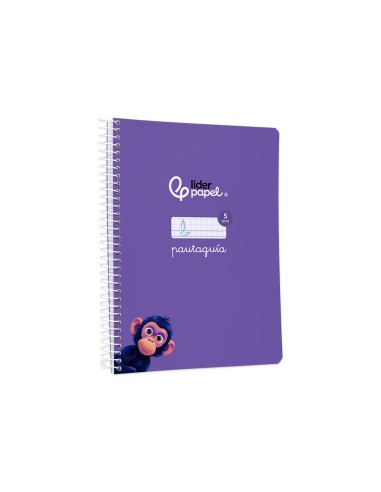 Cuaderno espiral liderpapel di n a5 pautaguia tapa blanda 40h 75 gr cuadro pautado 5mm color lila