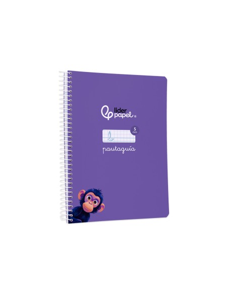Cuaderno espiral liderpapel di n a5 pautaguia tapa blanda 40h 75 gr cuadro pautado 5mm color lila