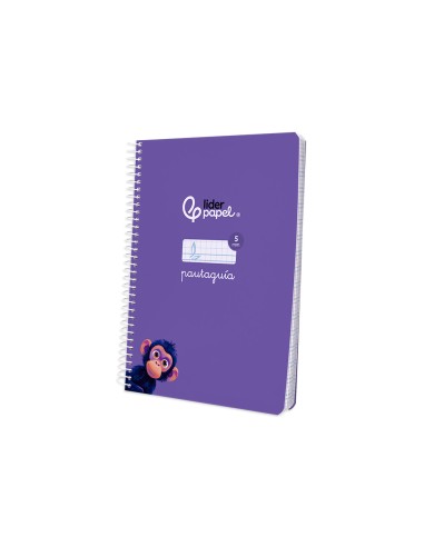 Cuaderno espiral liderpapel di n a5 pautaguia tapa blanda 40h 75 gr cuadro pautado 5mm color lila