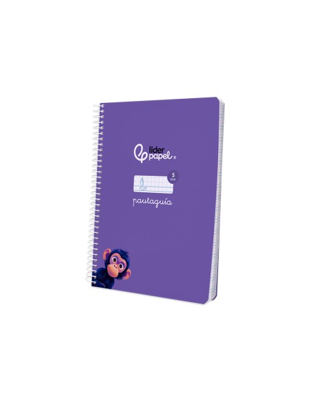 Cuaderno espiral liderpapel di n a5 pautaguia tapa blanda 40h 75 gr cuadro pautado 5mm color lila