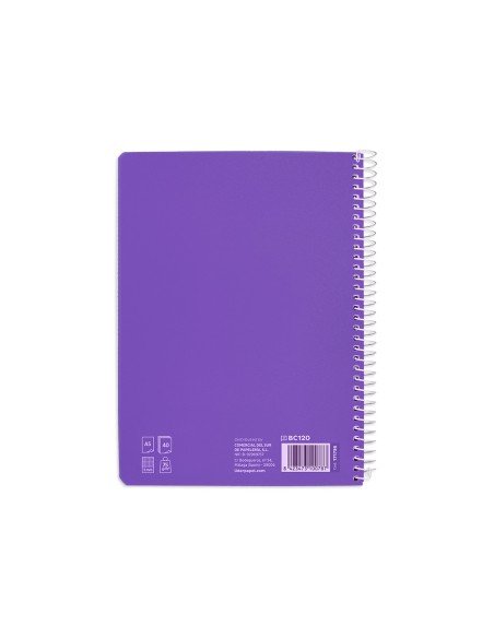 Cuaderno espiral liderpapel di n a5 pautaguia tapa blanda 40h 75 gr cuadro pautado 5mm color lila