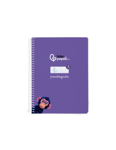 Cuaderno espiral liderpapel di n a5 pautaguia tapa blanda 40h 75 gr cuadro pautado 5mm color lila