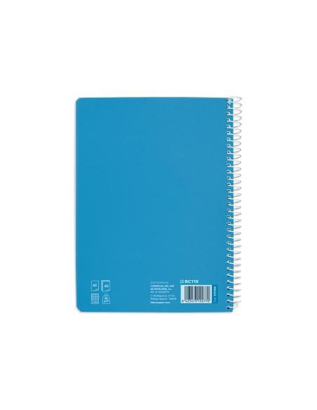 Cuaderno espiral liderpapel di n a5 pautaguia tapa blanda 40h 75 gr cuadro pautado 5mm color azul