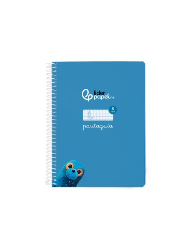 Cuaderno espiral liderpapel di n a5 pautaguia tapa blanda 40h 75 gr cuadro pautado 5mm color azul