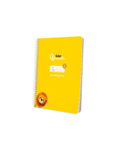 Cuaderno espiral liderpapel di n a5 pautaguia tapa blanda 40h 75 gr cuadro pautado 5mm color amarillo