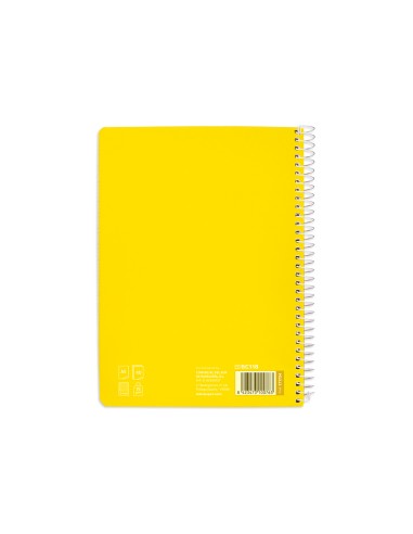 Cuaderno espiral liderpapel di n a5 pautaguia tapa blanda 40h 75 gr cuadro pautado 5mm color amarillo