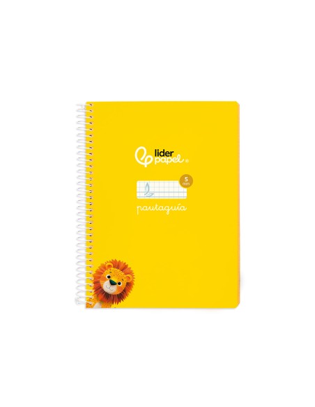 Cuaderno espiral liderpapel di n a5 pautaguia tapa blanda 40h 75 gr cuadro pautado 5mm color amarillo