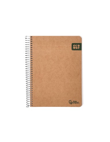 Cuaderno espiral liderpapel a5 tapa cartulina kraft contracolada 120h papel 100 reciclado 80 gr liso
