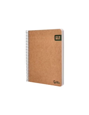 Cuaderno espiral liderpapel a5 tapa cartulina kraft contracolada 120h papel 100 reciclado 80 gr liso