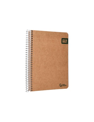 Cuaderno espiral liderpapel a5 tapa cartulina kraft contracolada 120h papel 100 reciclado 80 gr liso
