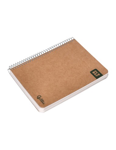 Cuaderno espiral liderpapel a5 tapa cartulina kraft contracolada 120h papel 100 reciclado 80 gr liso