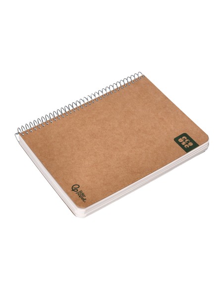 Cuaderno espiral liderpapel a5 tapa cartulina kraft contracolada 120h papel 100 reciclado 80 gr liso