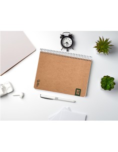 Cuaderno espiral liderpapel a5 tapa cartulina kraft contracolada 120h papel 100 reciclado 80 gr liso