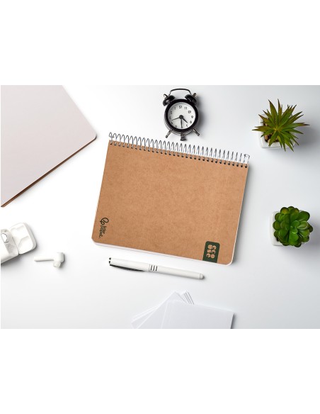 Cuaderno espiral liderpapel a5 tapa cartulina kraft contracolada 120h papel 100 reciclado 80 gr liso