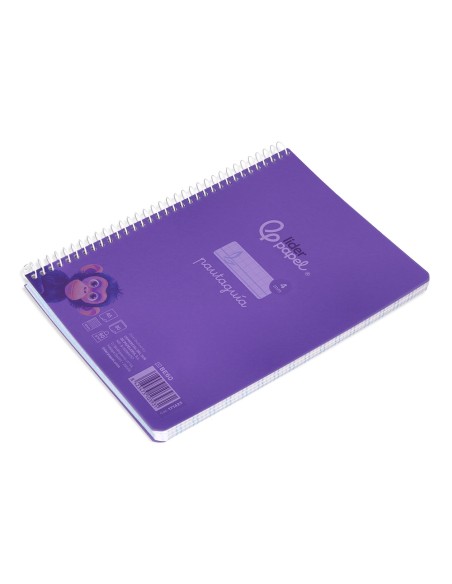 Cuaderno espiral liderpapel din a5 pautaguia tapa plastico 80h 90gr cuadro pautado 4 mm con margen color violeta