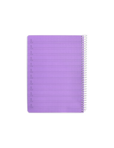 Cuaderno espiral liderpapel din a5 pautaguia tapa plastico 80h 90gr cuadro pautado 4 mm con margen color violeta