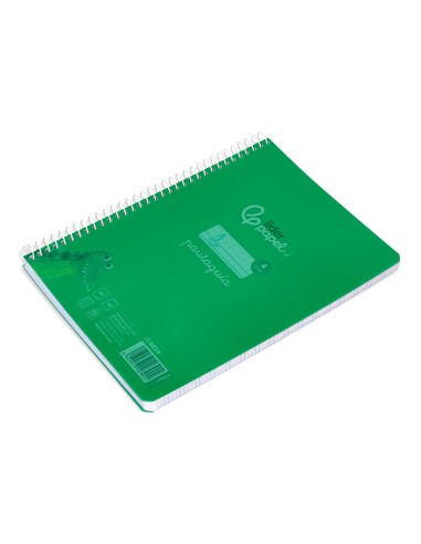 Cuaderno espiral liderpapel din a5 pautaguia tapa plastico 80h 90gr cuadro pautado 4mm con margen color verde