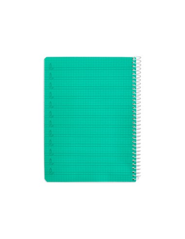 Cuaderno espiral liderpapel din a5 pautaguia tapa plastico 80h 90gr cuadro pautado 4mm con margen color verde
