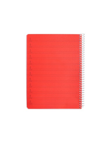 Cuaderno espiral liderpapel din a5 pautaguia tapa plastico 80h 90gr cuadro pautado 4mm con margen color rojo