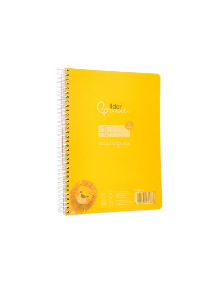 Cuaderno espiral liderpapel din a5 pautaguia tapa plastico 80h 90gr cuadro pautado 4mm con margen color amarillo