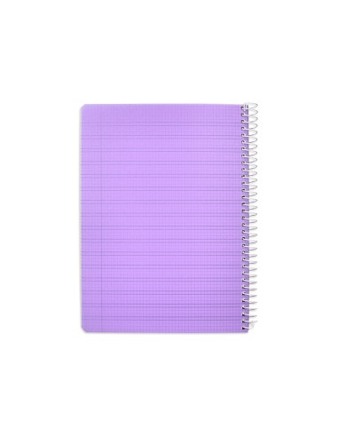 Cuaderno espiral liderpapel din a5 pautaguia tapa plastico 80h 90gr cuadro pautado 3 mm con margen color violeta