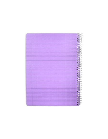 Cuaderno espiral liderpapel din a5 pautaguia tapa plastico 80h 90gr cuadro pautado 3 mm con margen color violeta