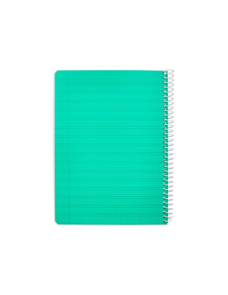 Cuaderno espiral liderpapel din a5 pautaguia tapa plastico 80h 90gr cuadro pautado 3 mm con margen color verde
