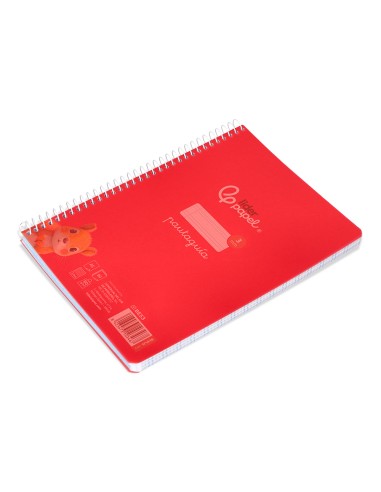 Cuaderno espiral liderpapel din a5 pautaguia tapa plastico 80h 90gr cuadro pautado 3 mm con margen color rojo