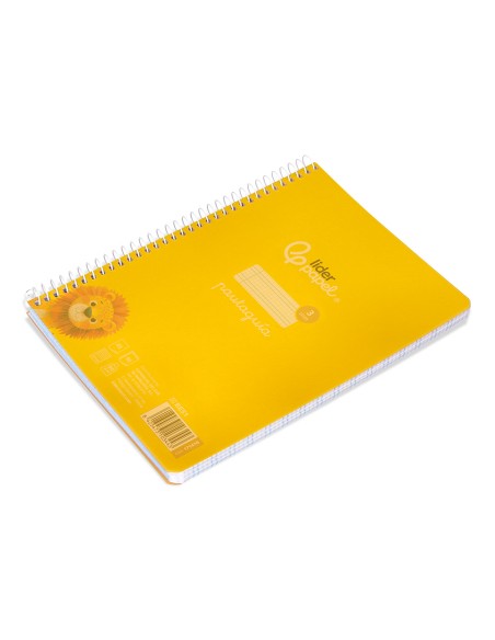 Cuaderno espiral liderpapel din a5 pautaguia tapa plastico 80h 90gr cuadro pautado 3 mm con margen color amarillo