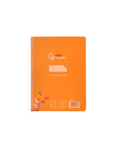 Cuaderno espiral liderpapel din a5 pautaguia tapa plastico 80h 90gr cuadro pautado 4mm color naranja