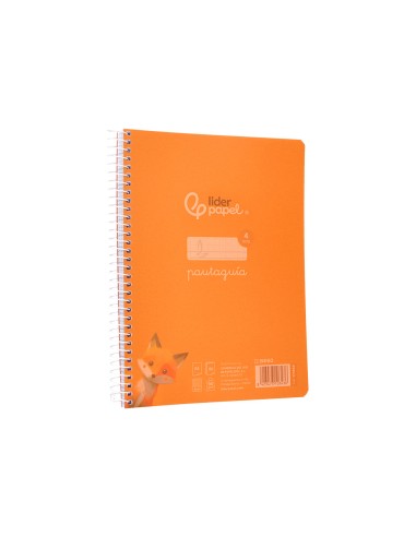 Cuaderno espiral liderpapel din a5 pautaguia tapa plastico 80h 90gr cuadro pautado 4mm color naranja