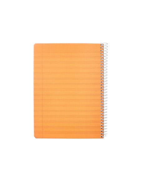 Cuaderno espiral liderpapel din a5 pautaguia tapa plastico 80h 90gr cuadro pautado 3mm color naranja