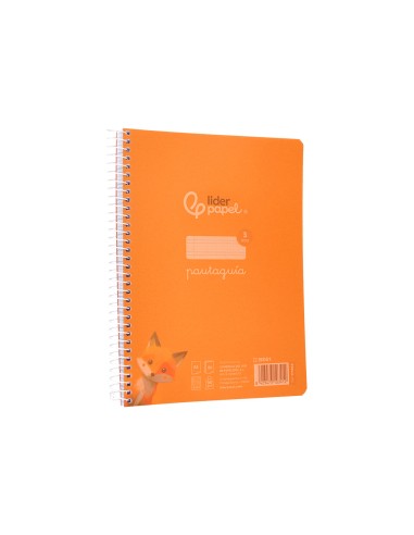 Cuaderno espiral liderpapel din a5 pautaguia tapa plastico 80h 90gr cuadro pautado 3mm color naranja