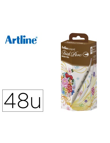 Rotulador artline supreme brush epfs f pintura base de agua punta tipo pincel fino caja de 48 unidades colores