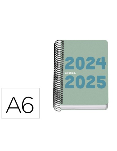 Agenda escolar espiral dohe din a6 dia pagina 2024 2025 memory basic verde