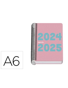 Agenda escolar espiral dohe din a6 dia pagina 2024 2025 memory basic rosa