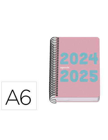 Agenda escolar espiral dohe din a6 dia pagina 2024 2025 memory basic rosa