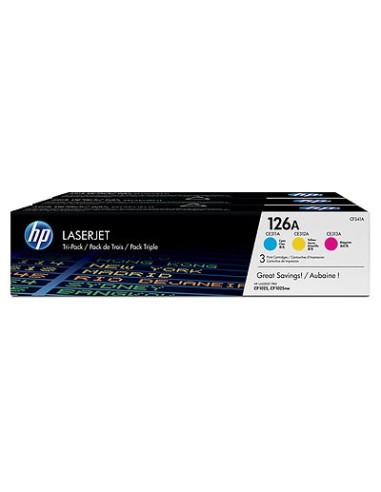 HP CF341A Pack de Cartuchos de Toner Original Magenta, Amarillo y Cyan - 126A