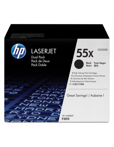 HP CE255XD Negro Pack de 2 Cartuchos de Toner Original - 55X