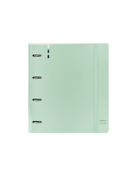 Carpeta con recambio safta din a4 cuadro 5 mm polipropileno foam 4 anillas 35mm verde claro