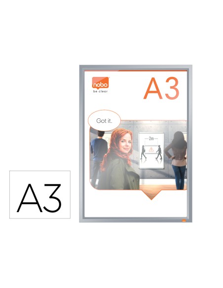 Marco porta anuncios nobo impression pro din a3 marco de clip aluminio 320x17x445 mm