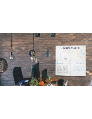 Pizarra blanca nobo modular sin marco acero magnetica 600x450 mm