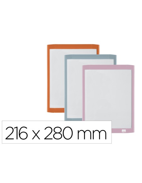 Pizarra blanca nobo magnetica con borrador iman y rotulador marco colores pastel surtidos 216x280 mm